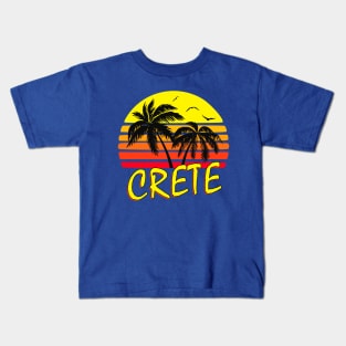 Crete Greece Retro Sunset Kids T-Shirt